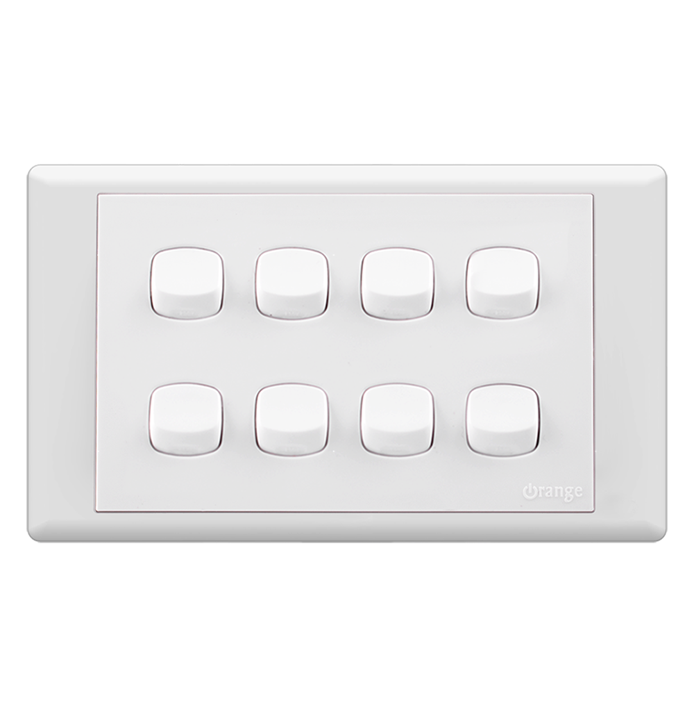 MONACO 10Amp. 8Gang 1Way Switch White with WH/Surround