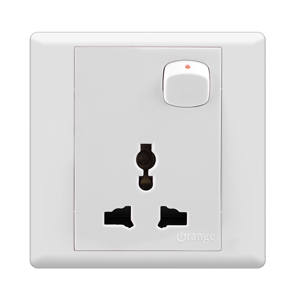 MONACO 13Amp. Single Multi Switched Socket Outlet White with WH/Surround