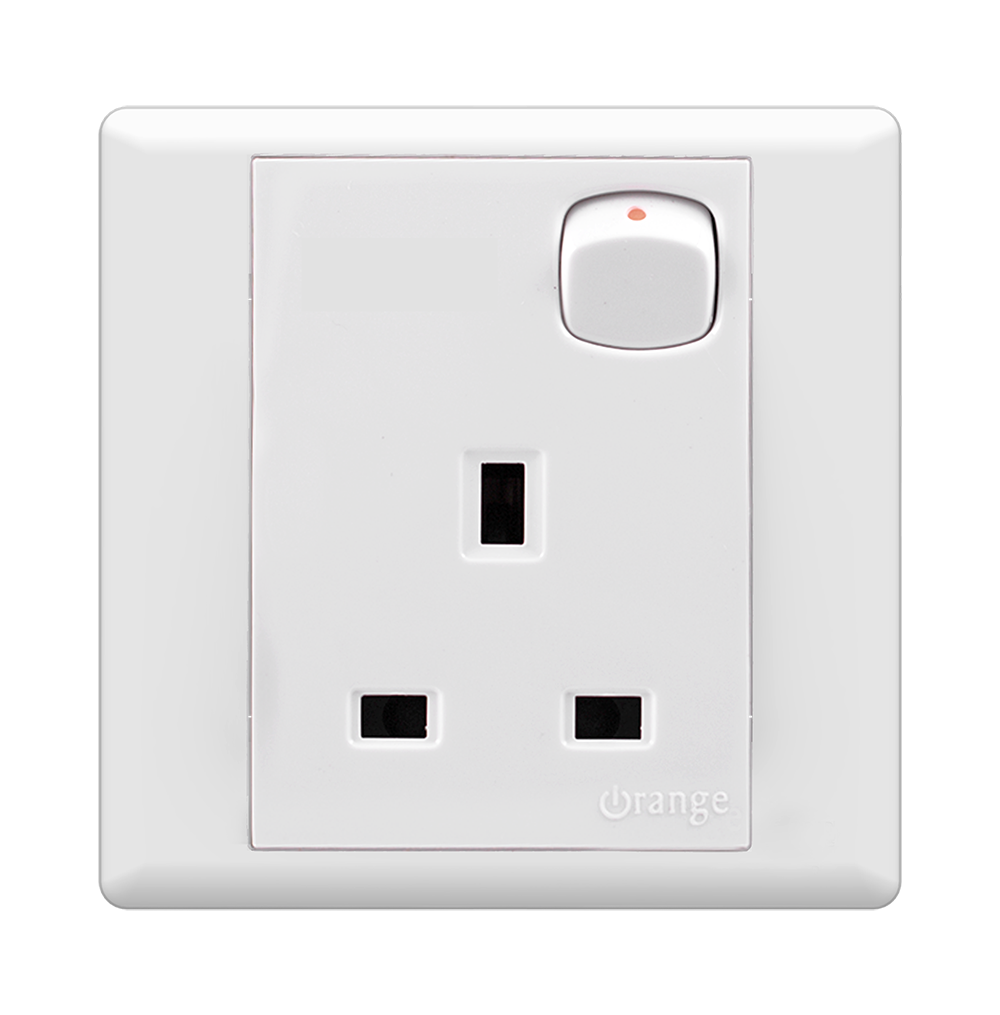 MONACO 13Amp. Single Switched Socket Outlet White with WH/Surround
