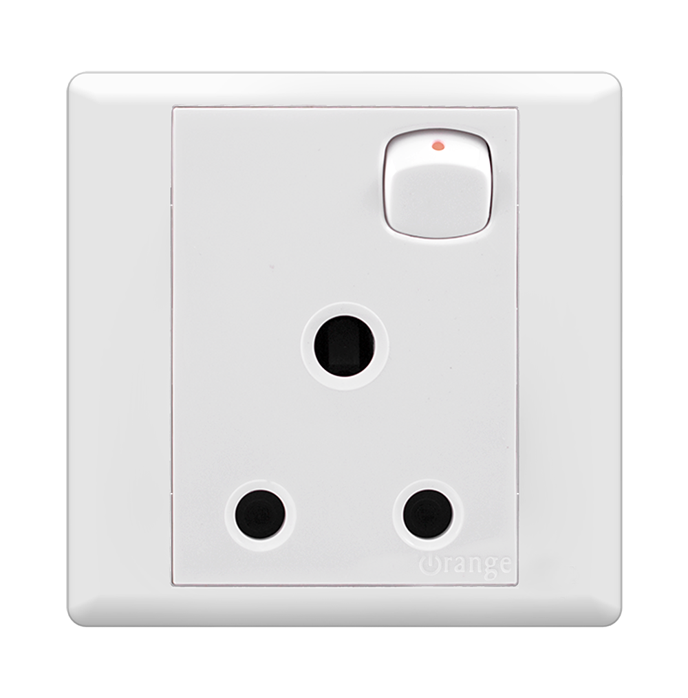 MONACO 15Amp. Single Switched Socket Outlet White with WH/Surround