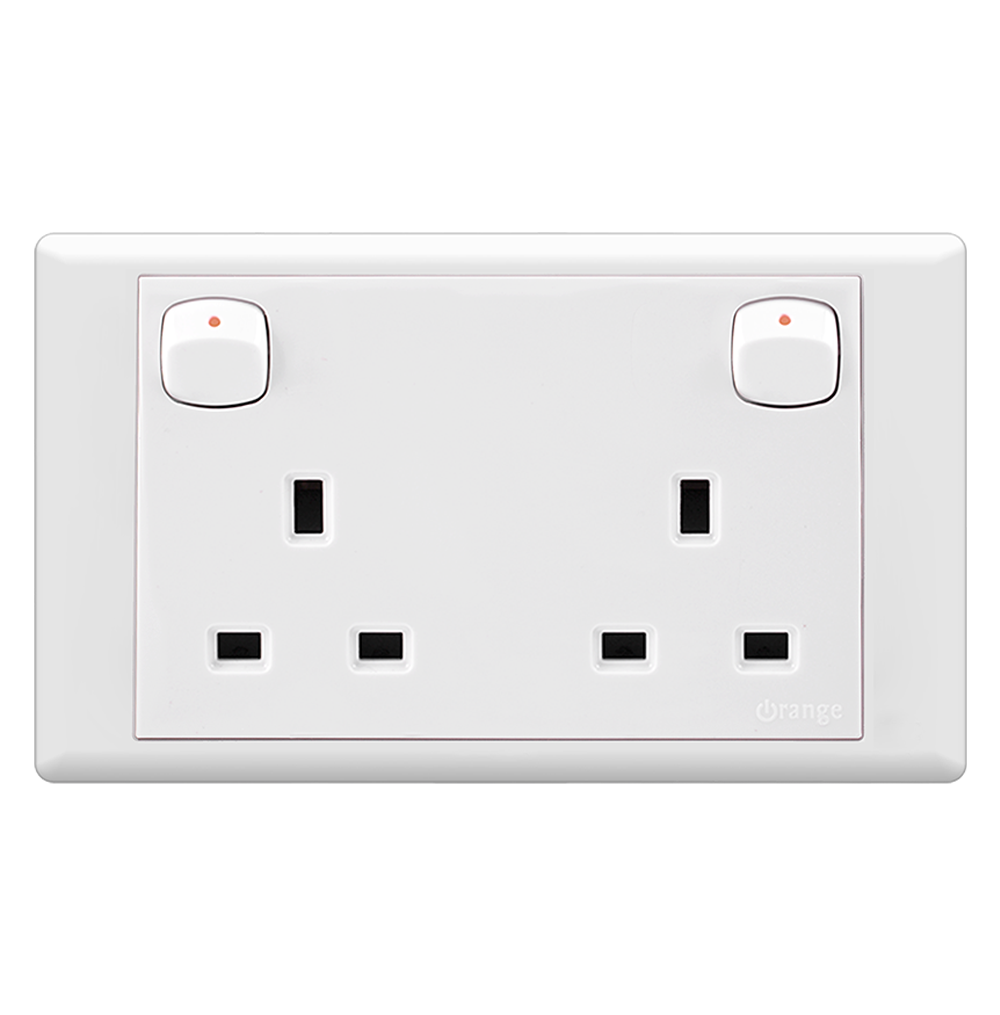 MONACO 13Amp. Twin Switched Socket Outlet White with WH/Surround