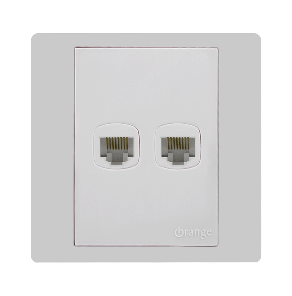 MONACO 2Gang 8Wire 8Contact Telephone/Data Outlet White with WH/Surround