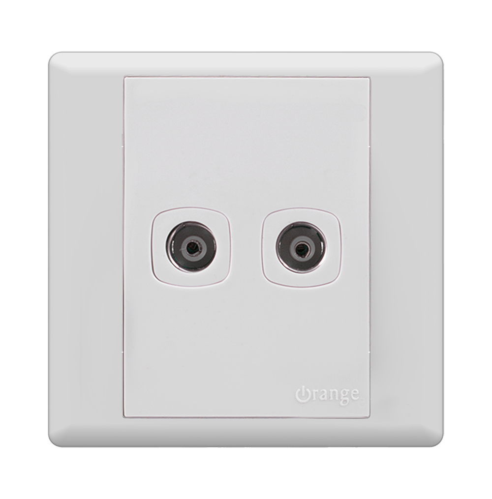 MONACO 2Gang  TV Co-Axial Outlet (75Ohm) White with WH/Surround