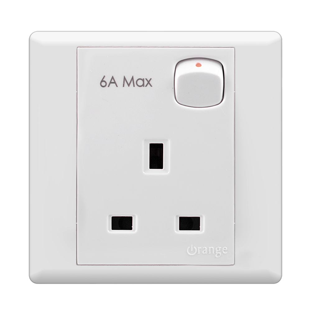 MONACO 6Amp. Max Single Switched Socket Outlet White with WH/Surround