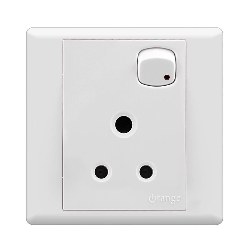 MONACO 5Amp. Single Switched Socket Outlet with LED White with WH/Surround