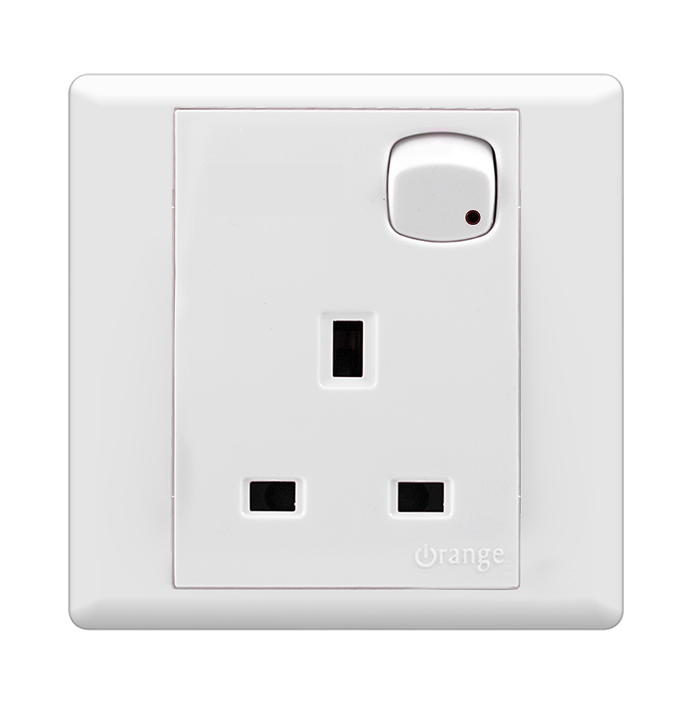MONACO 13Amp. Single Switched Socket Outlet with LED White with WH/Surround