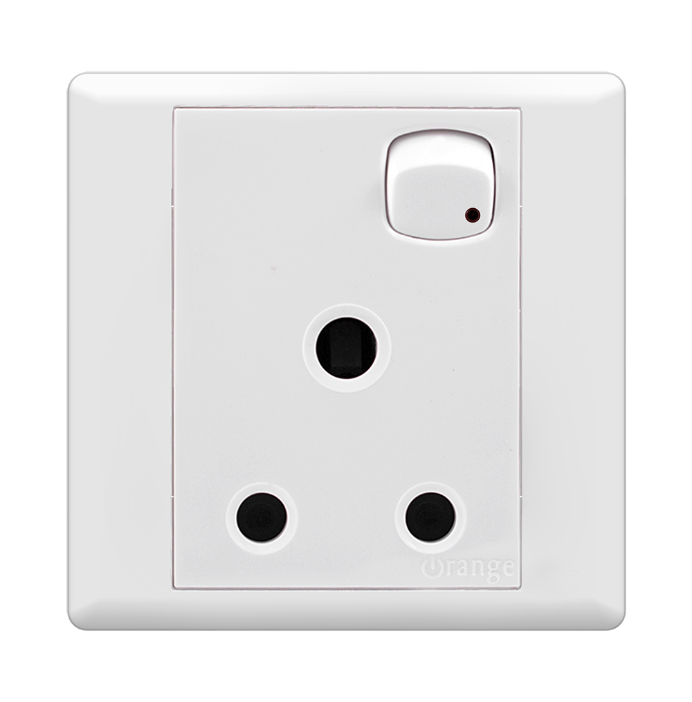 MONACO 15Amp. Single Switched Socket Outlet with LED White with WH/Surround