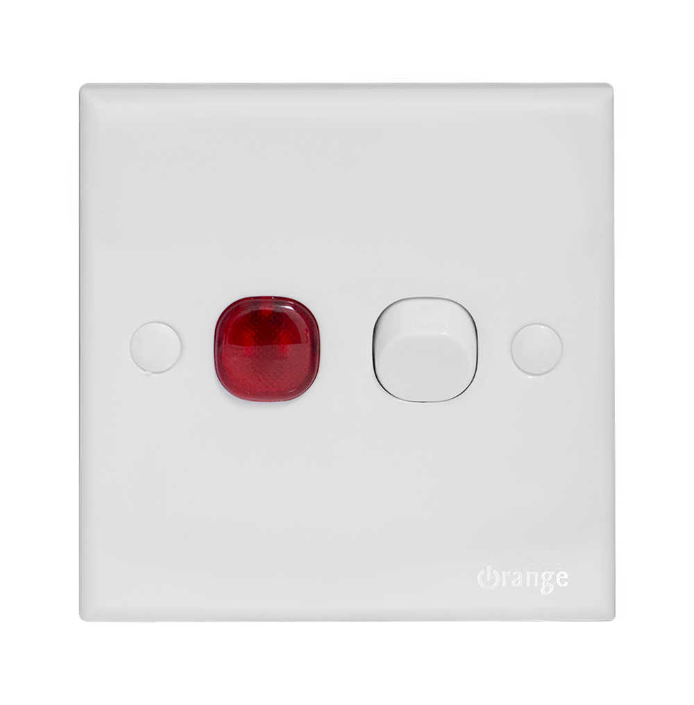 CASABLANCA 20Amp. Double Pole Switch with Neon + Earth Bar White
