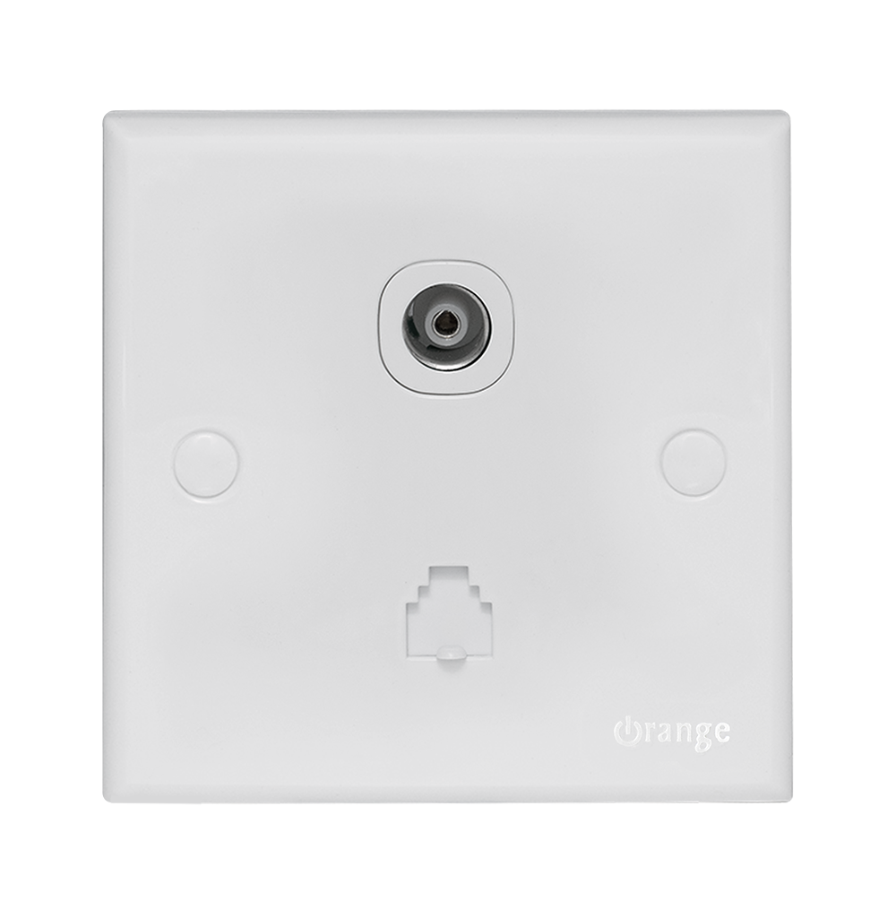 CASABLANCA 2Gang TV Co-Axial (75 Ohm) + Telephone Outlet White