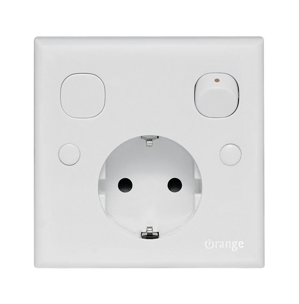 CASABLANCA 16Amp. Single Switched Schuko Socket Outlet + Removable Plug White