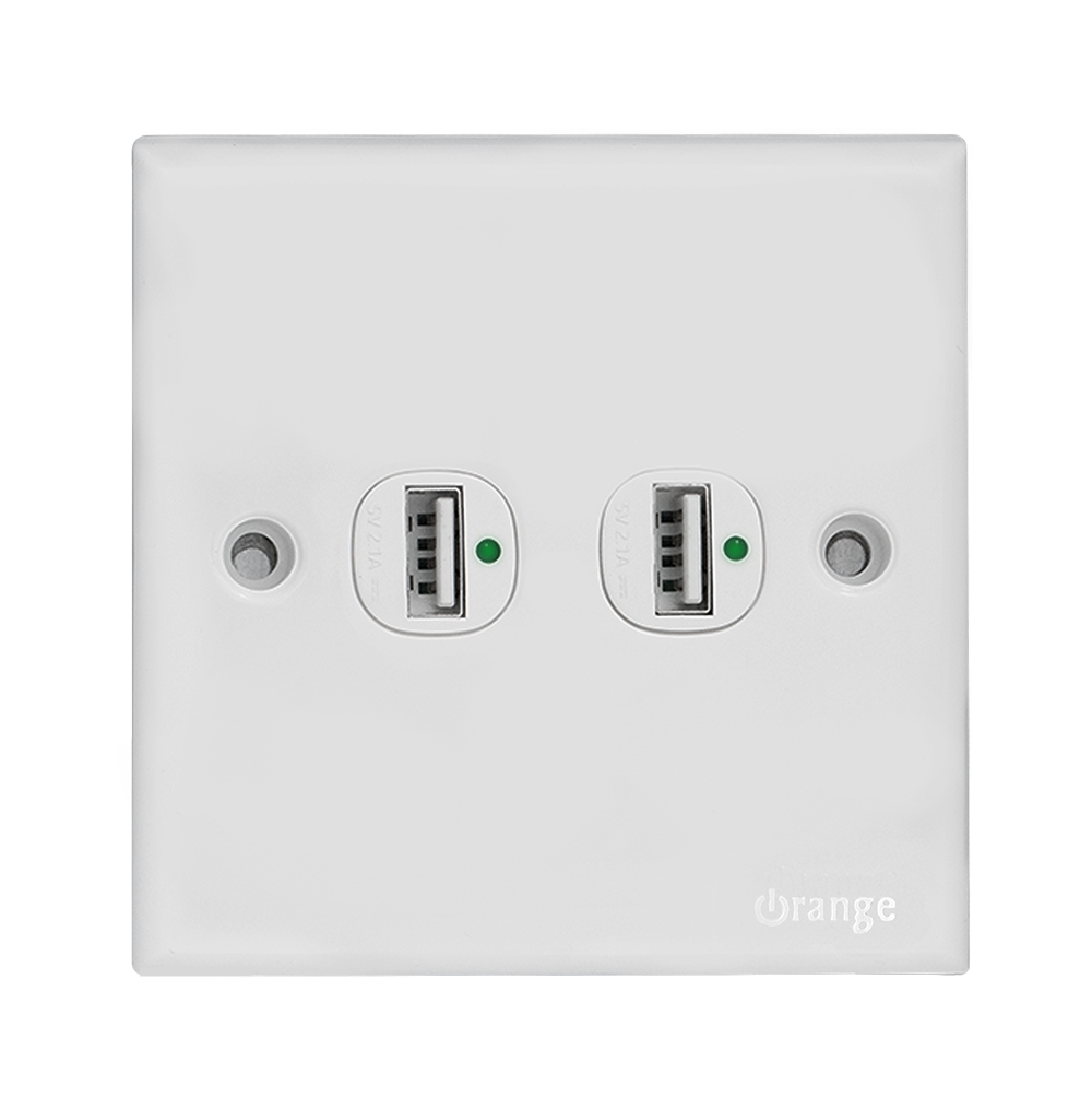 CASABLANCA 2.1Amp. 2Gang Type-A USB Charger Outlet White