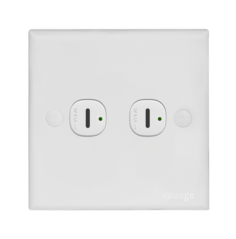 CASABLANCA 2.1Amp. 2Gang  Type-C USB Charger Outlet White