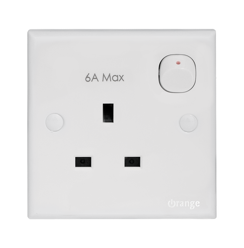 CASABLANCA 13Amp. Single Switched Socket Outlet, 6Amp.Max White