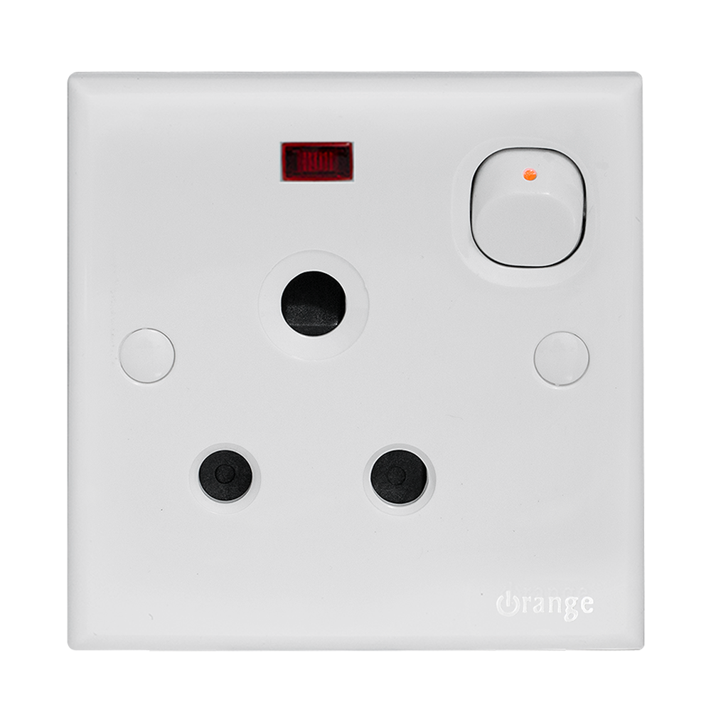 CASABLANCA 15Amp. Single Switched Socket Outlet with Neon White
