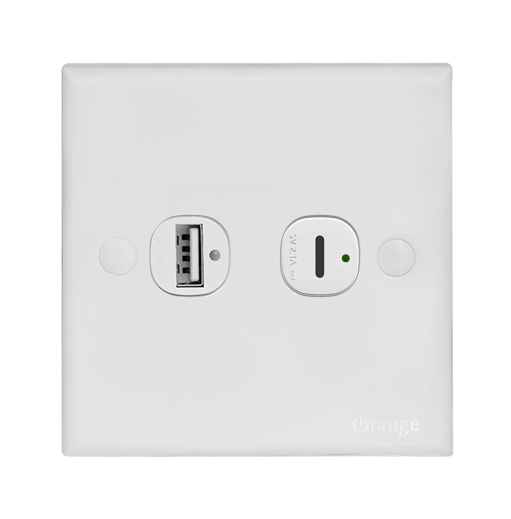CASABLANCA 2.1Amp. 2Gang  Type-A+C USB Charger Outlet White