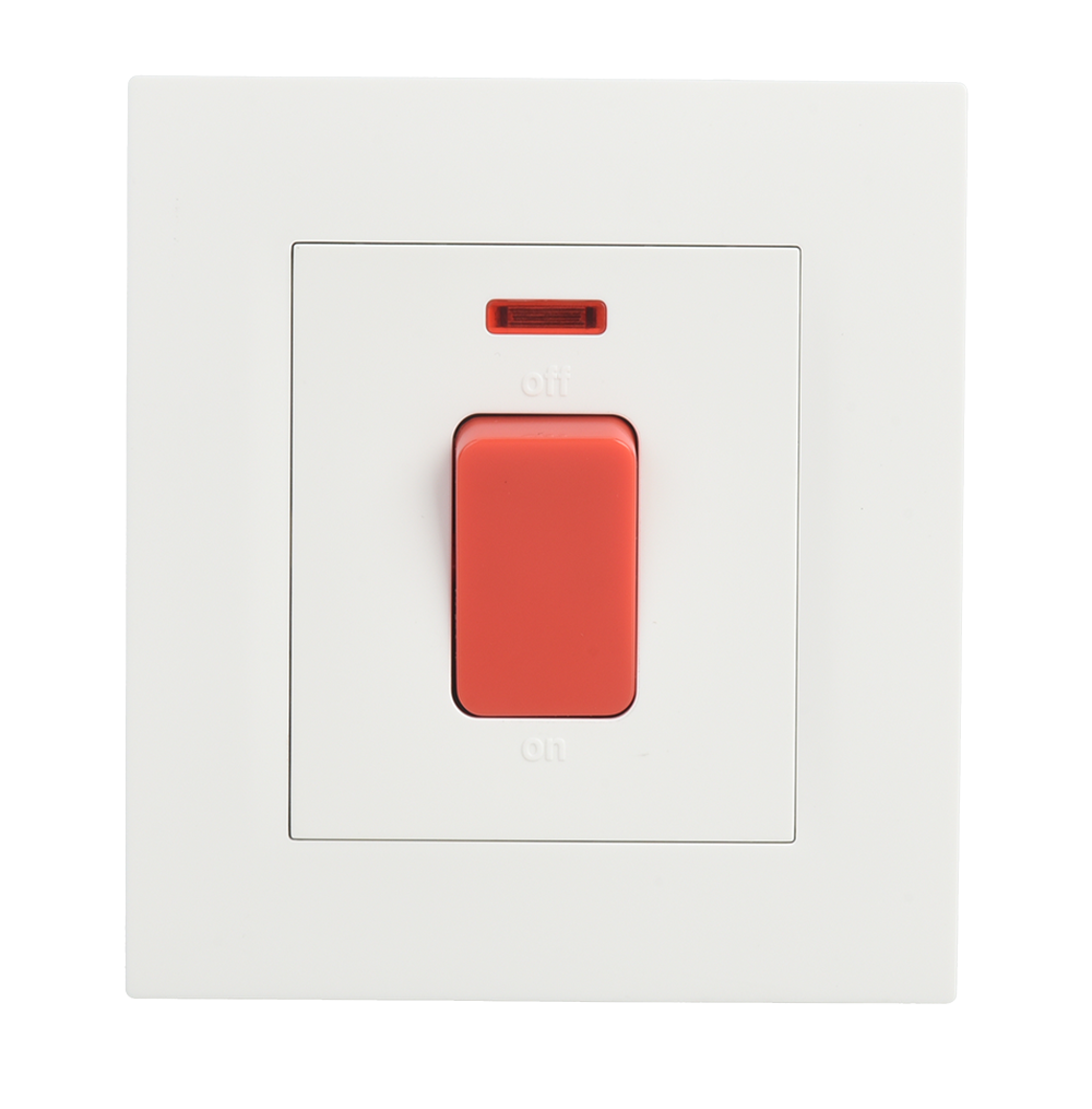 VIRAGO 20Amp. Double Pole Switch with Indicator with Earth Strap White