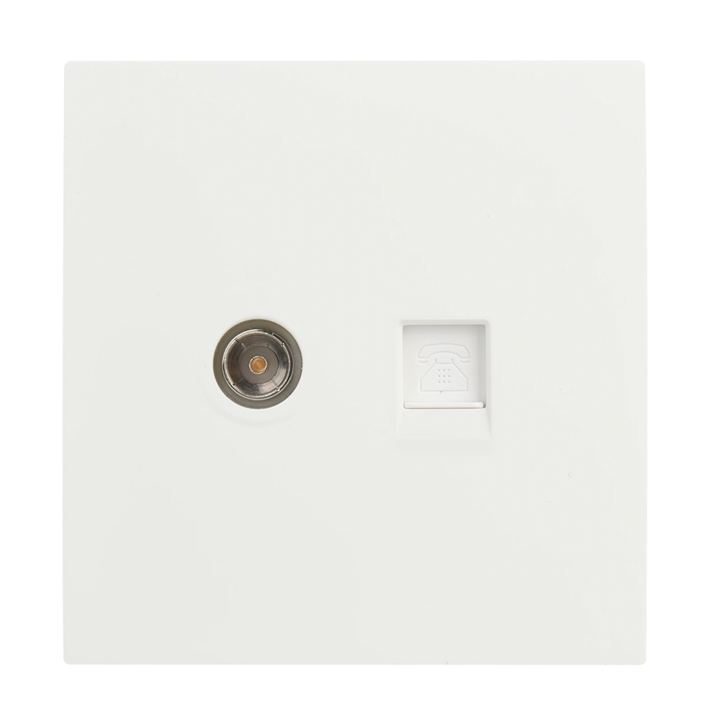 VIRAGO 1Gang TV (75 Ohm) + Telephone Outlet White