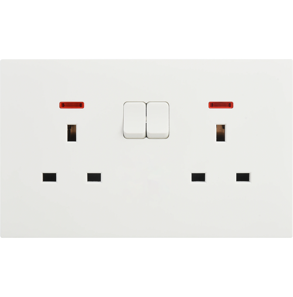 VIRAGO 13Amp. Twin 1Pole Switched Socket Outlet with Indicator White