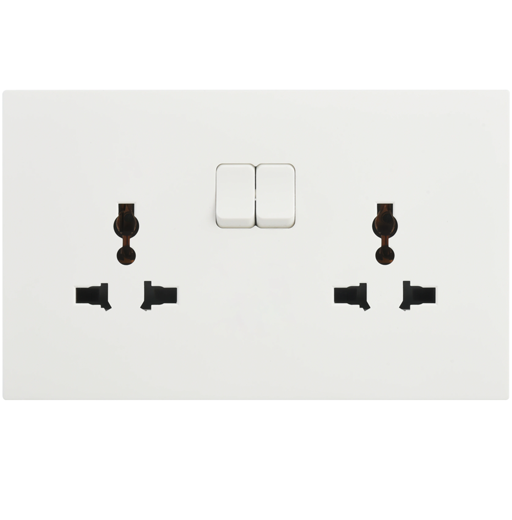 VIRAGO Multy Twin 1Pole Switched Socket Outlet without Indicator White