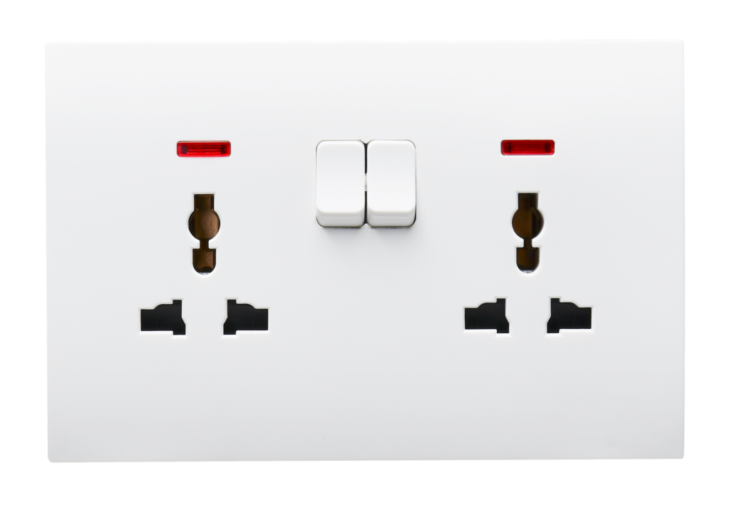 VIRAGO Multy Twin 1Pole Switched Socket Outlet with Indicator White