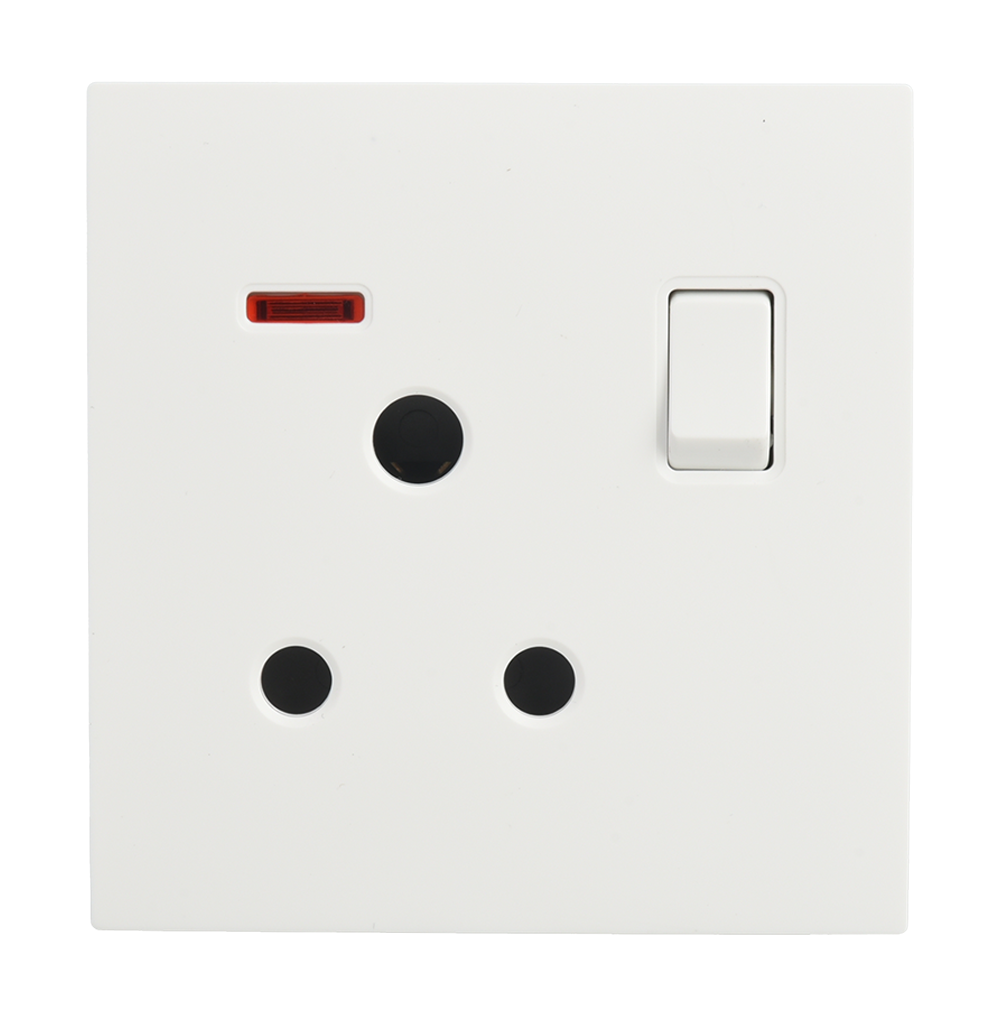 VIRAGO 15Amp. Single 1Pole Switched Socket Outlet with Indicator White