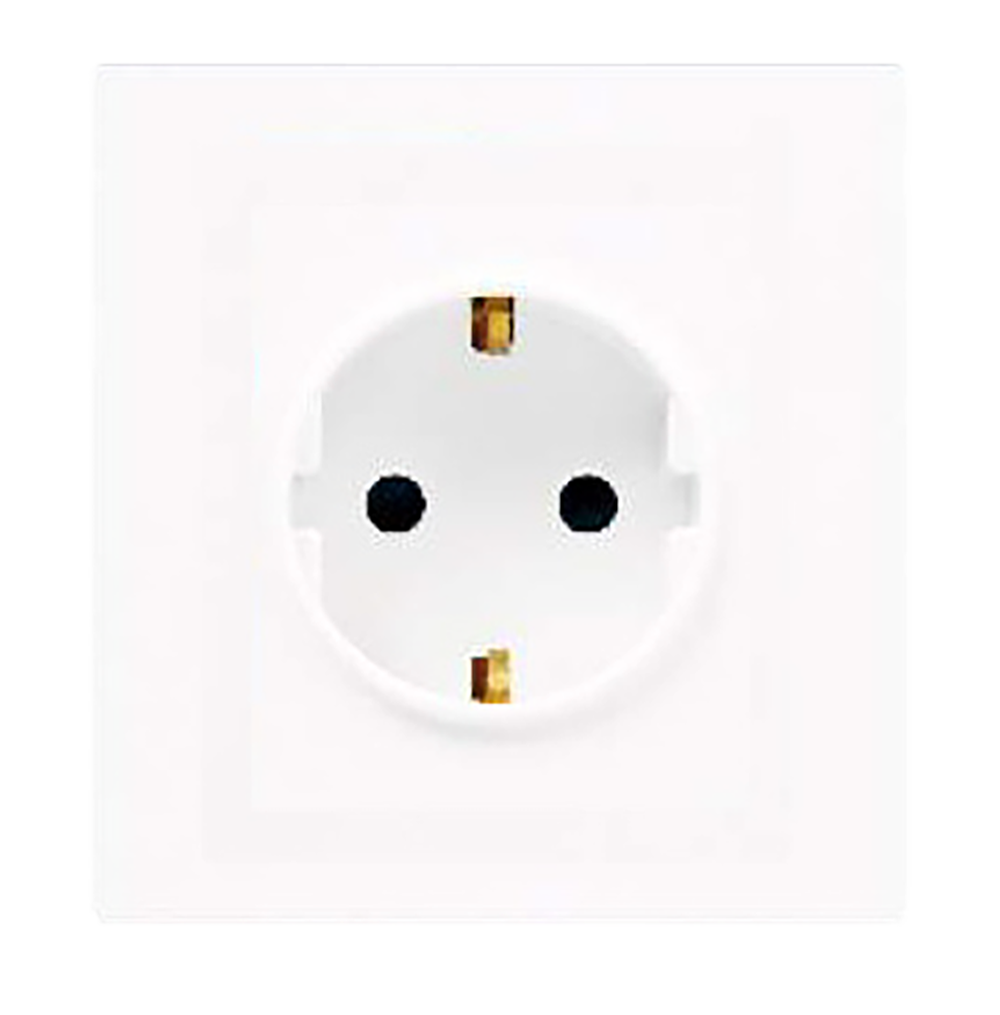 VIRAGO 16Amp. Single Shuko Unswitched Socket Outlet White