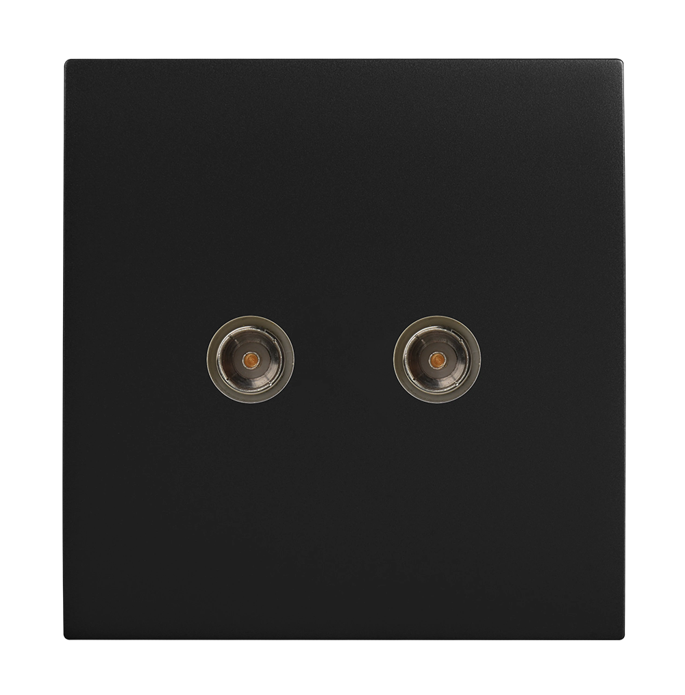 VIRAGO 2Gang TV Co-Axial Outlet (75 Ohm) Black