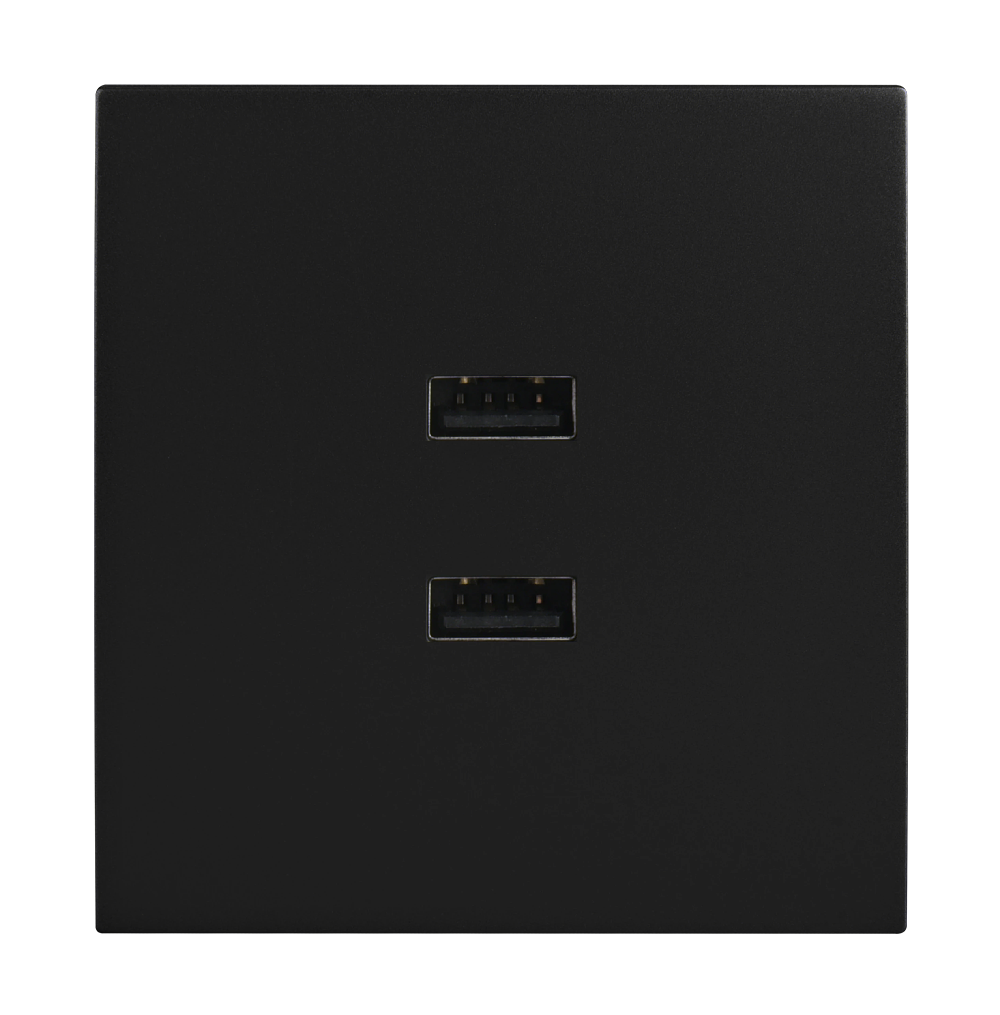 VIRAGO 2Gang  Type-A USB Charger Outlet Black