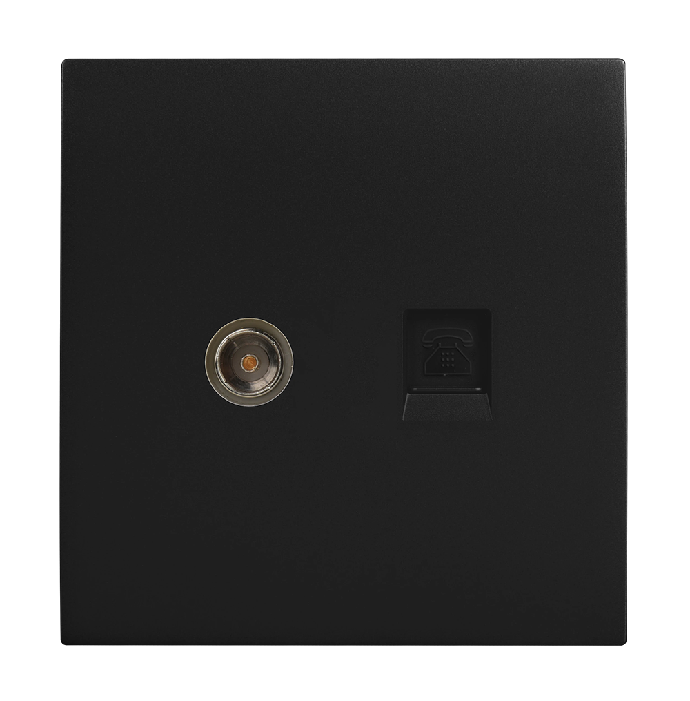 VIRAGO 1Gang TV (75 Ohm) + Telephone Outlet Black