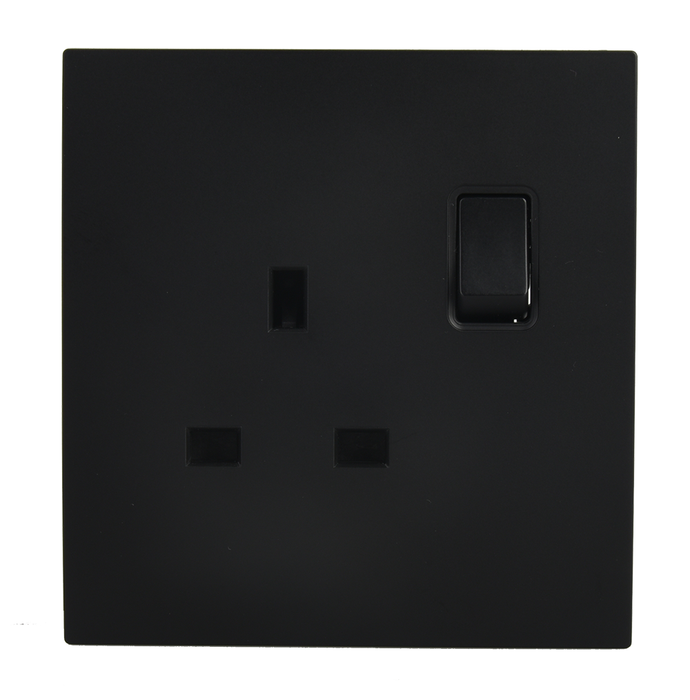 VIRAGO 13Amp. Single 1Pole Switched Socket Outlet without Indicator Black