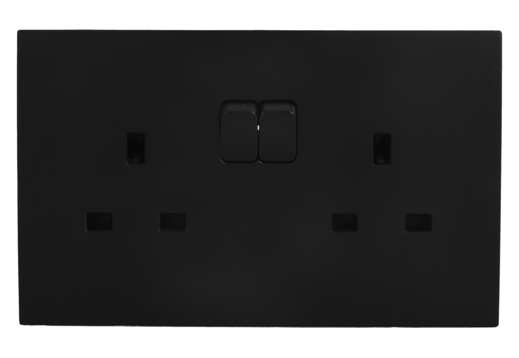 VIRAGO 13Amp. Twin 1Pole Switched Socket Outlet without Indicator Black