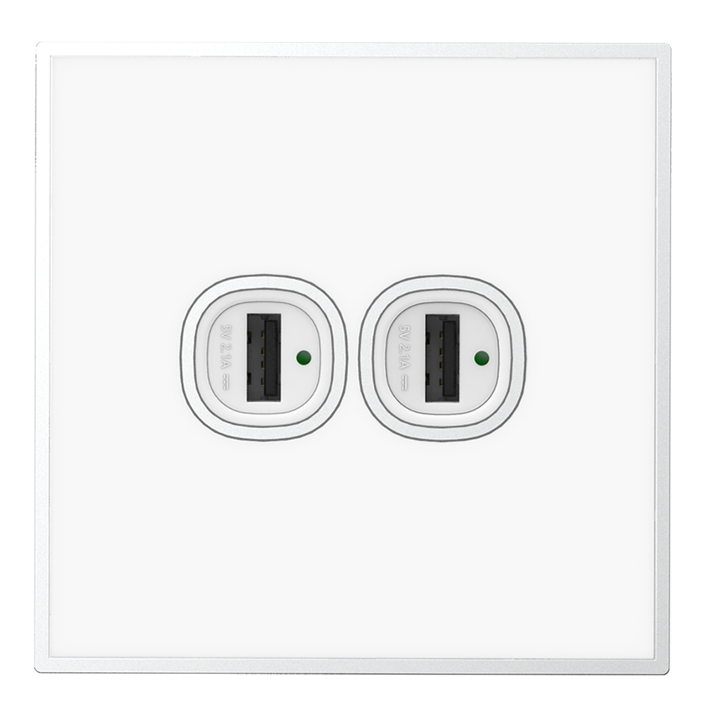 YULE 2.1Amp. 2Gang Type-A USB Charger Outlet White
