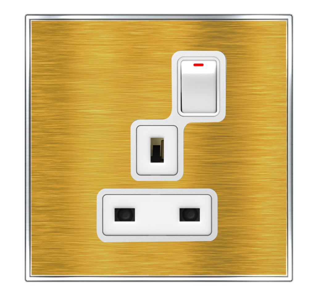 YULE 13Amp. Single Switched Socket Outlet Gold
