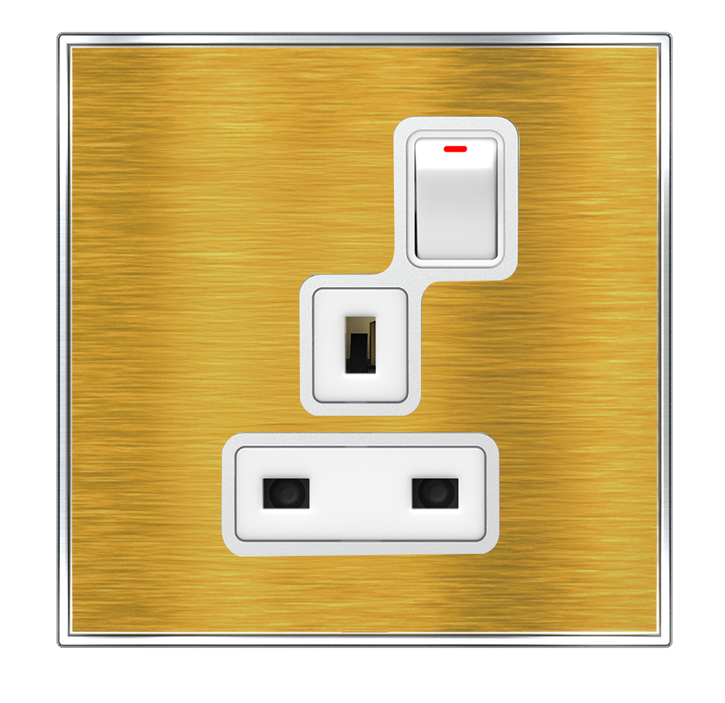 YULE 13Amp. Single Switched Socket Outlet Gold
