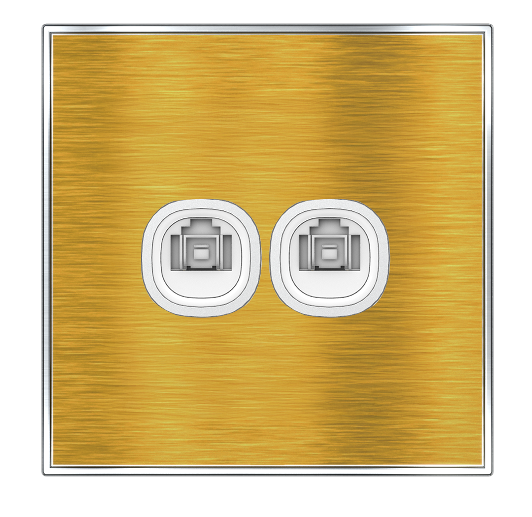 YULE 2Gang 8Wire 8Contact Telephone/Data Outlet Gold