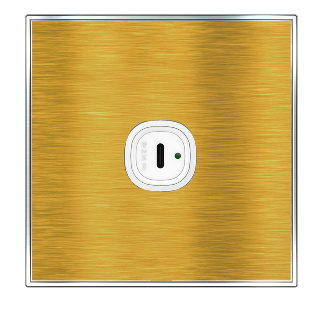 YULE 2.1Amp. 1Gang Type-C USB Charger Outlet Gold