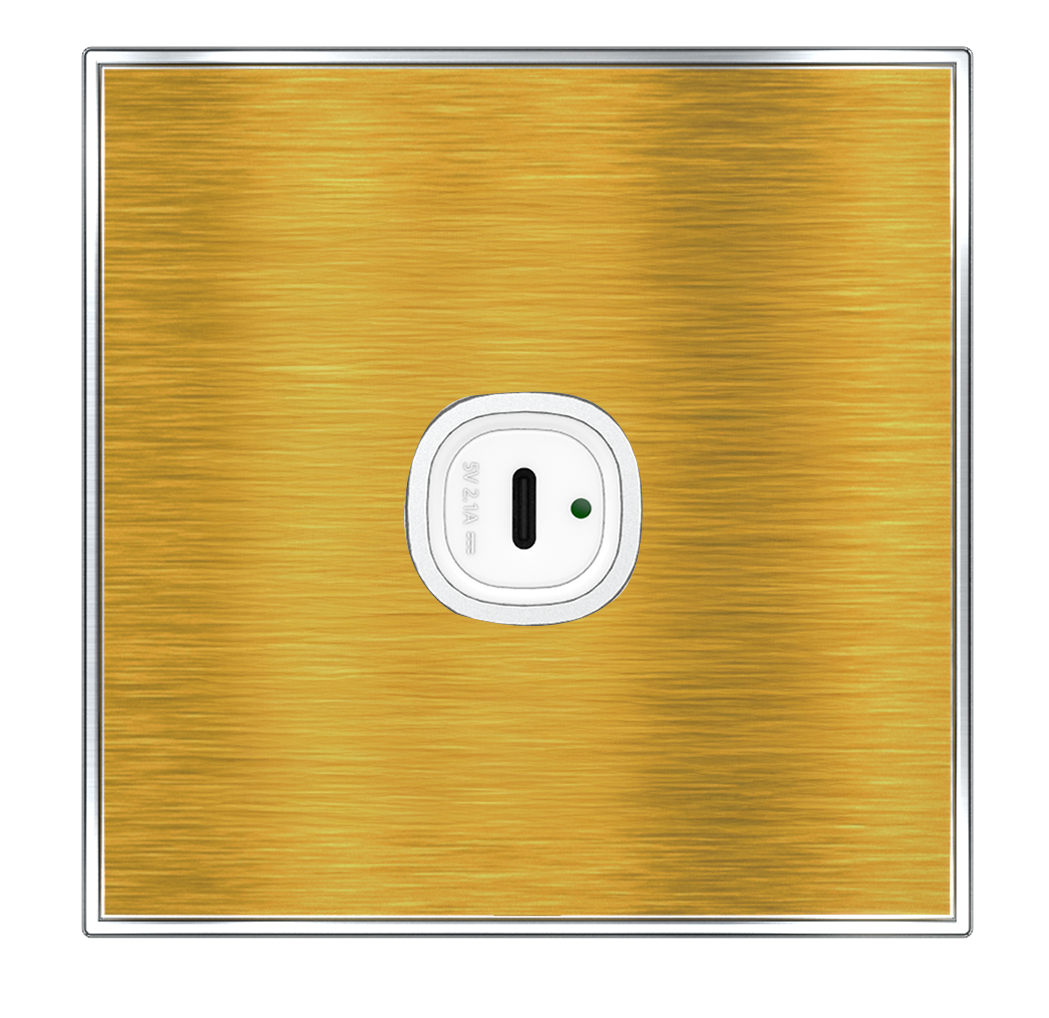 YULE 2.1Amp. 1Gang Type-C USB Charger Outlet Gold