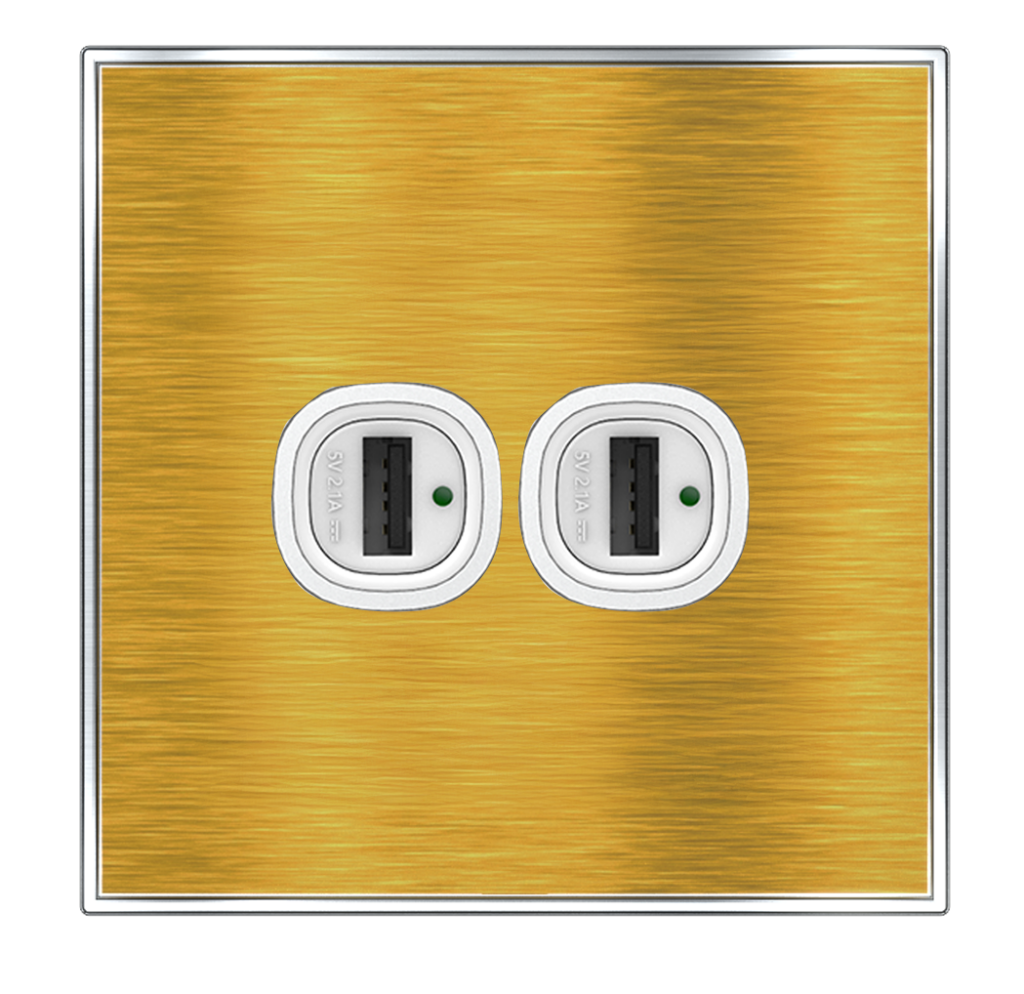YULE 2.1Amp. 2Gang Type-A USB Charger Outlet Gold