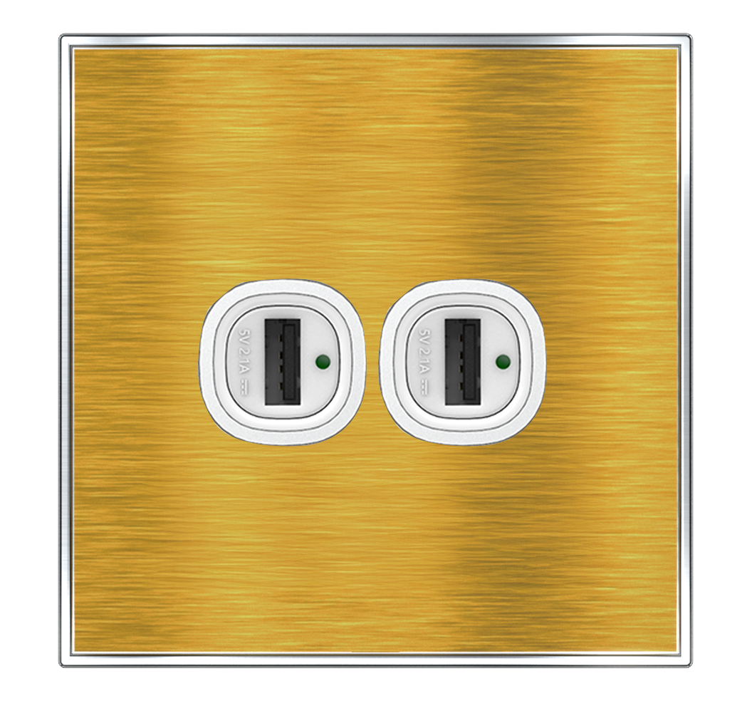 YULE 2.1Amp. 2Gang Type-A USB Charger Outlet Gold