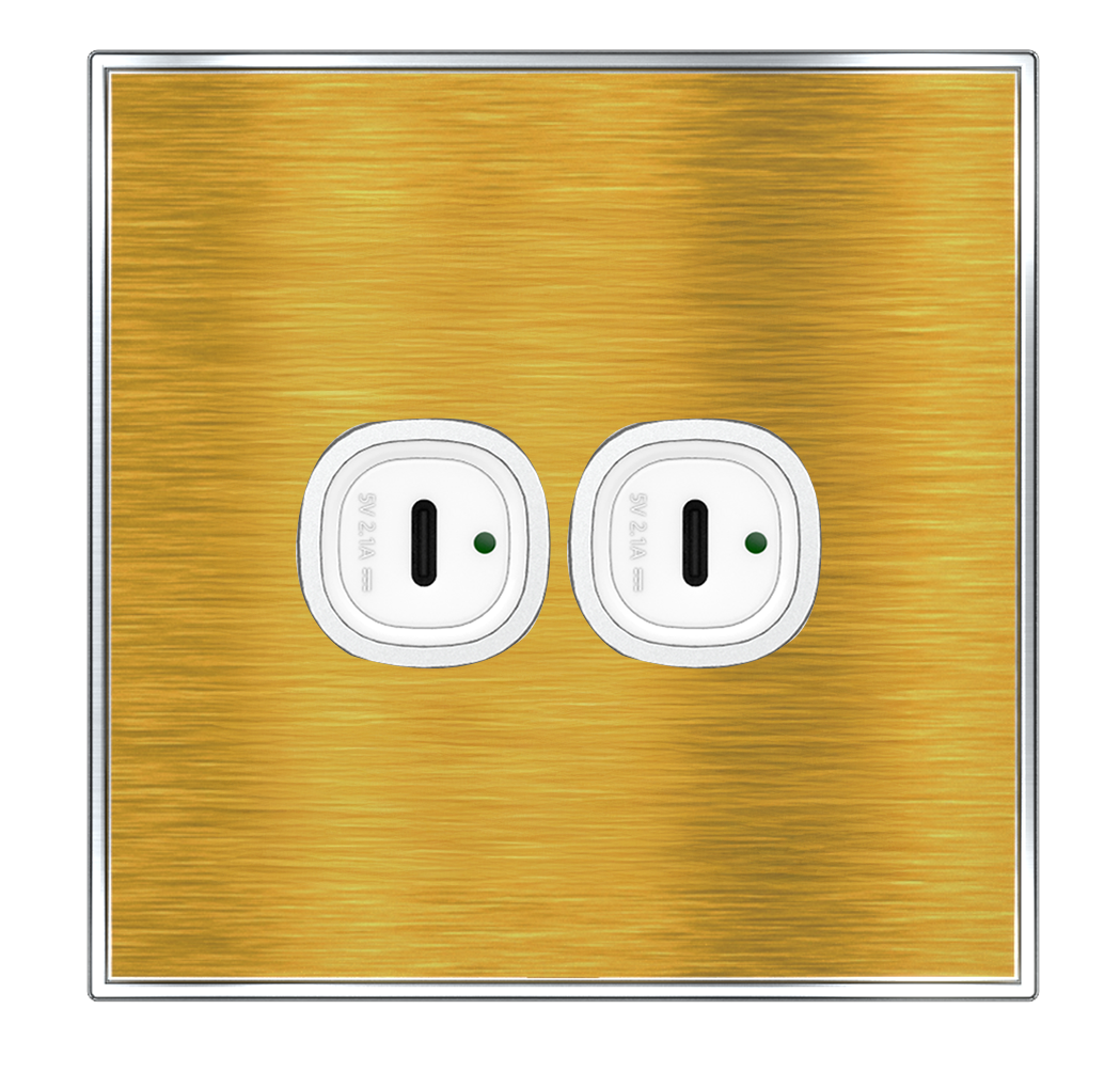 YULE 2.1Amp. 2Gang Type-C USB Charger Outlet Gold