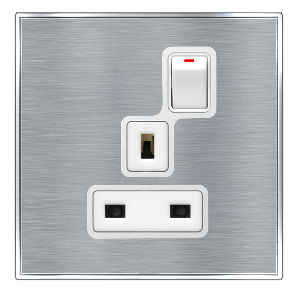 YULE 13Amp. Single Switched Socket Outlet Silver