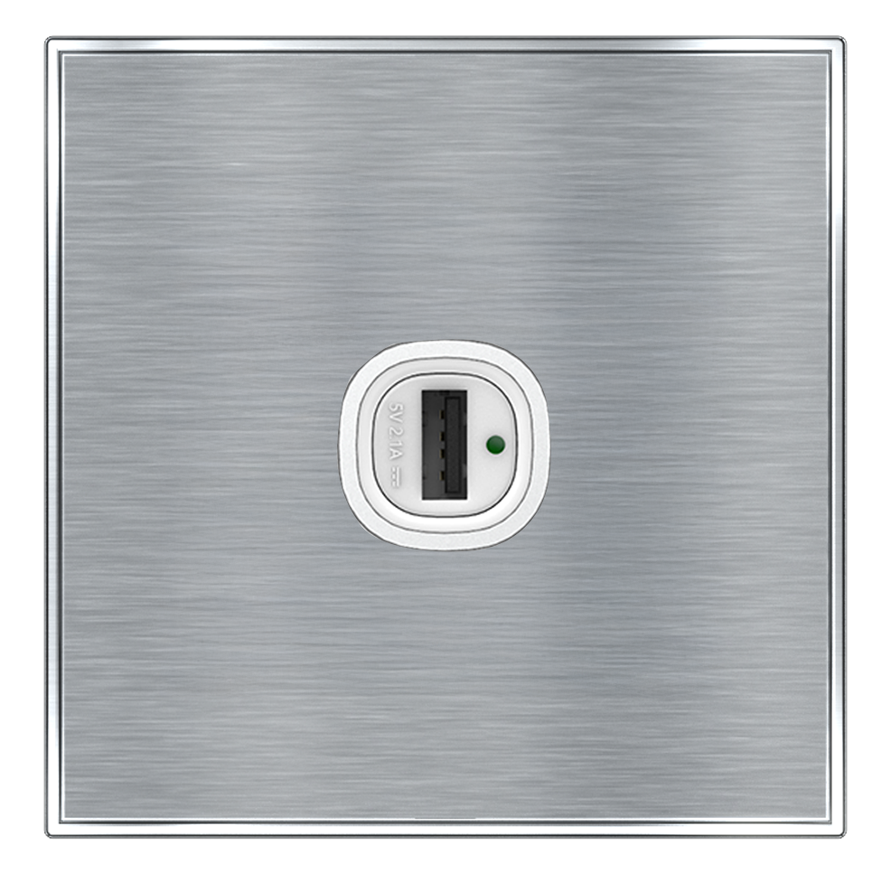 YULE 2.1Amp. 1Gang Type-A USB Charger Outlet Silver
