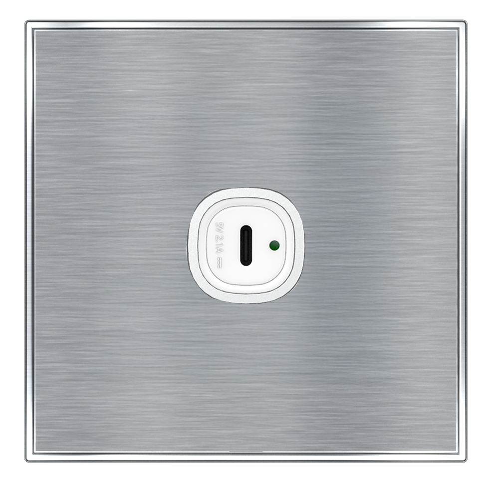 YULE 2.1Amp. 1Gang Type-C USB Charger Outlet Silver
