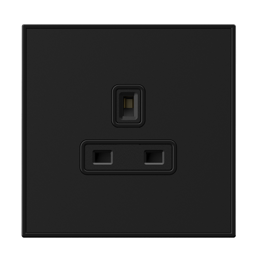 YULE 13Amp. Single Un-Switched Socket Outlet Black