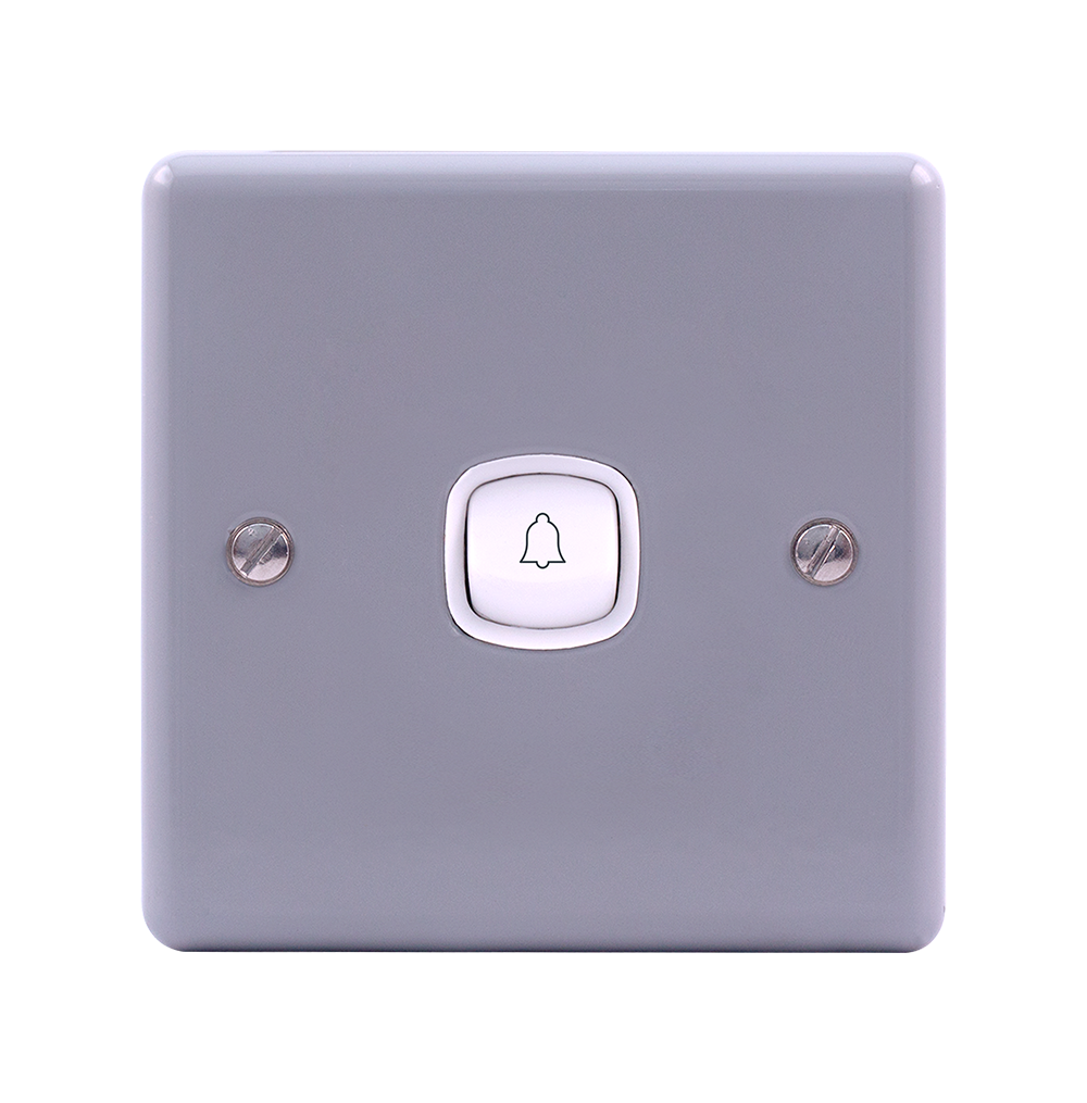 METAL CLAD 10Amp. 1Gang Bell Press Switch with Mounting Box Grey