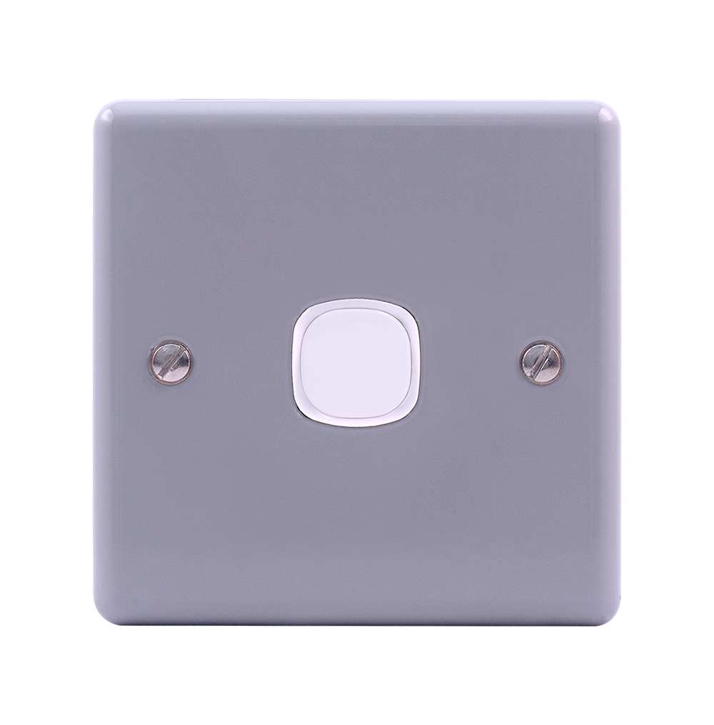 METAL CLAD 1Gang Blank Plate with Mounting with Mounting Box Grey