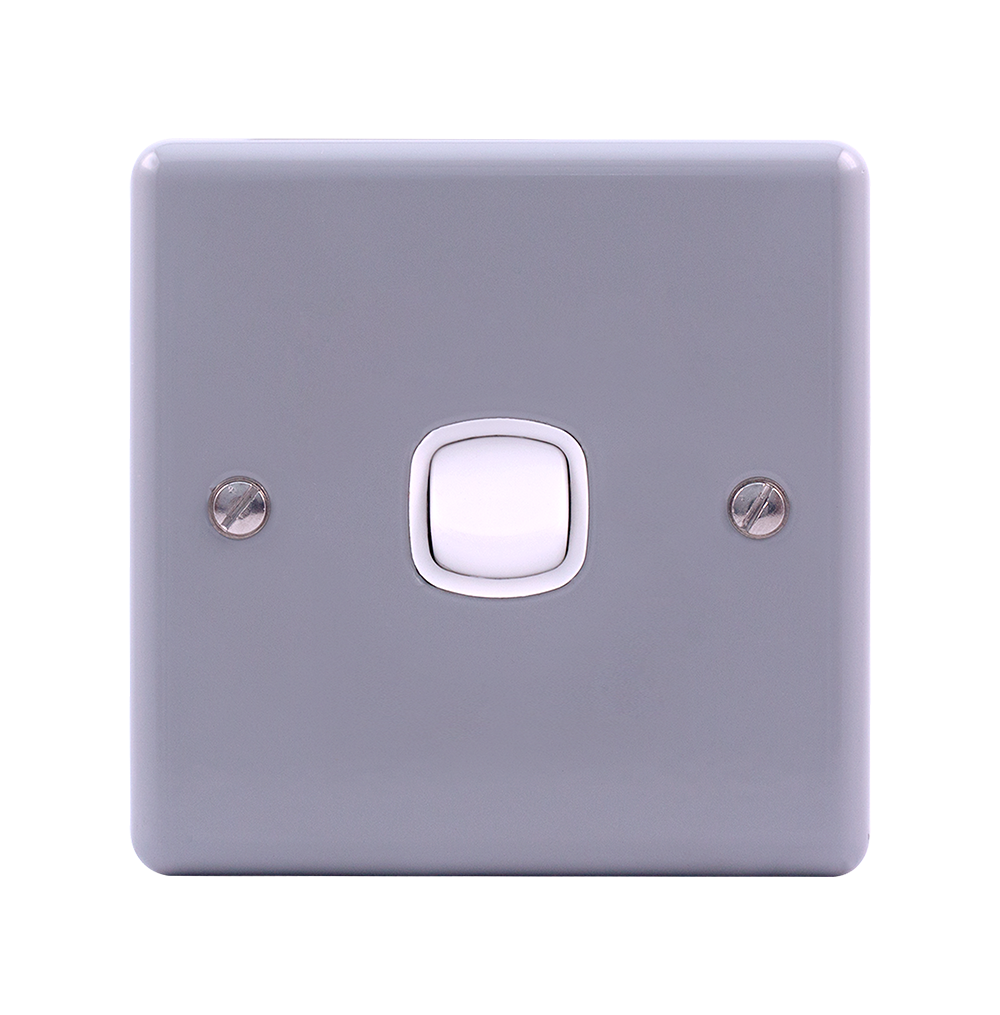 METAL CLAD 10Amp. 1Gang 2Way Switch with Mounting Box Grey