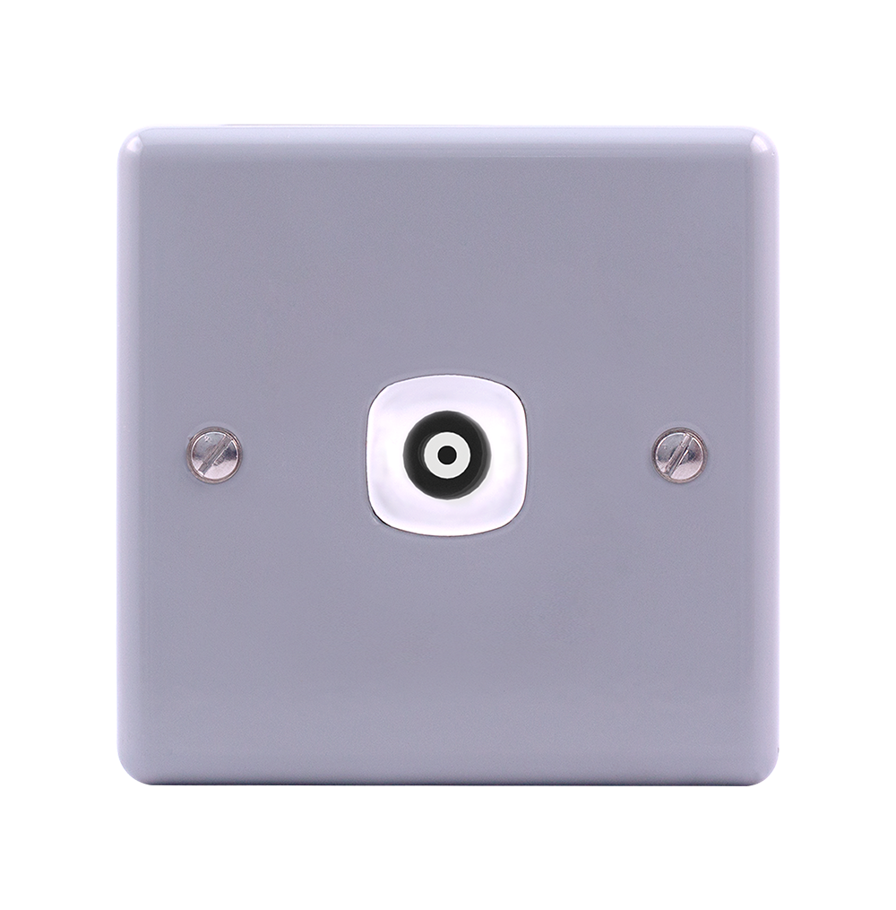 METAL CLAD 1Gang TV Co-Axial Outlet (75Ohm) with Mounting Box Grey
