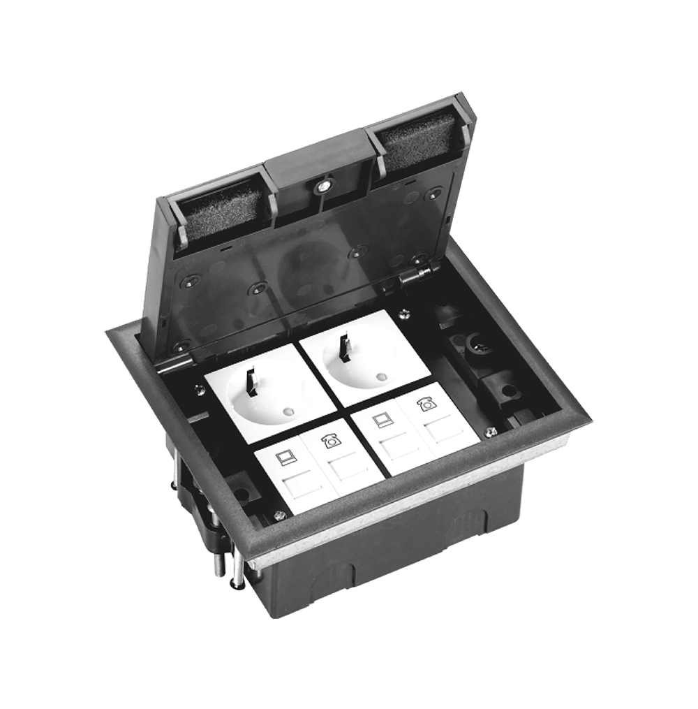SPARTA Empty 8 Module Floor-Box 161x133mm – without modules