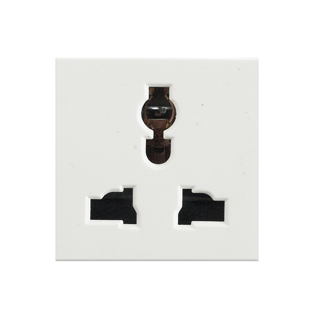 SPARTA 2 Module Size 2P+E (13A~250V & 15A~127V of 90 Degree Angle, 10A~250V) Multi Socket Outlet – White – Module Only